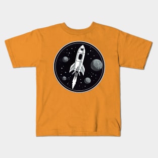 Vintage Rocket Travel - Retro Spaceship Design Kids T-Shirt